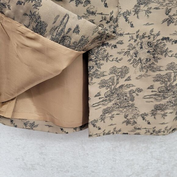 Talbots Suit Dress Toile Floral Patterned Sleeveless Light Brown Black Women's - Picture 6 of 10